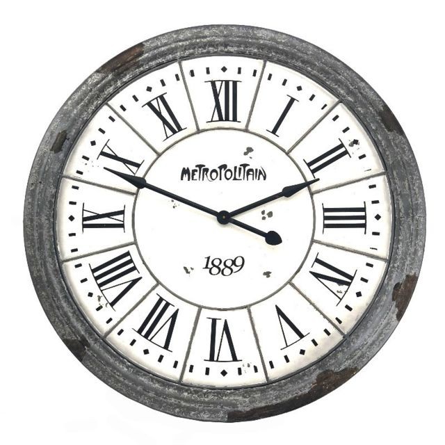 Chemin De Campagne - Grande Horloge Métal Style Zinc Murale Industriel Campagne ø100 cm - Horloges, pendules