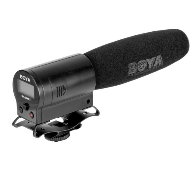 Wewoo Micro noir pour Canon / Nikon / Sony DSLR et caméras vidéo Microphone à condensateur Shotgun avec affichage LCD enregistreur Flash intégré