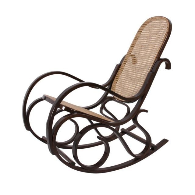 Decoshop26 - Fauteuil à bascule rocking chair couleur noyer rotin FAB04001 - Rocking Chairs Fauteuils