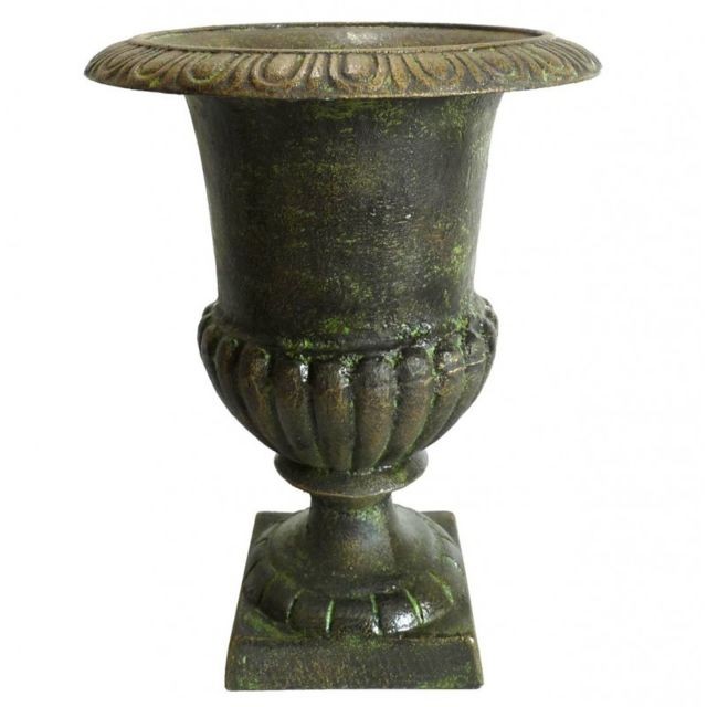 L'Héritier Du Temps - Vase Vasque Jardiniere en Fonte Vert Anglais Style Medicis Pot de Fleur 24x24x31cm - Poterie, bac à fleurs