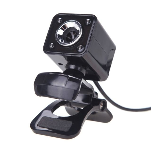 Wewoo Webcam pour Ordinateur De Bureau Skype PC Portable, Longueur du Câble: 1.4m 360 Degrés Rotatif 12MP HD Fil USB Caméra avec Microphone et 4 LED Lumières
