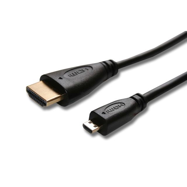 Vhbw - Câble HDMI 1,8 m, Micro-HDMI, 19 broches, branchement HDMI A sur un branchement HDMI D avec fonction ethernet - Pour appareil photo, smartphone, Tv... Vhbw  - Câble HDMI