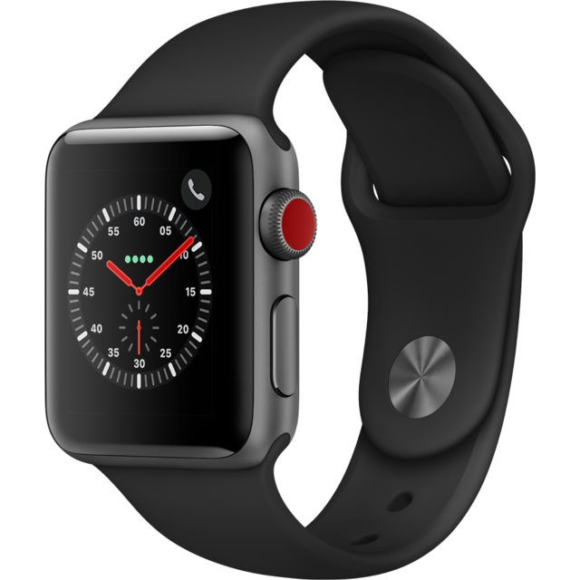 Apple Watch Apple Watch 3 - 38 - Cellular - Alu noir / Bracelet Sport noir
