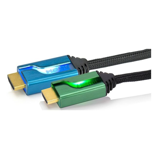 Câble HDMI Afterglow afterglow - câble double hdmi high speed with ethernet 1m80 rétro éclairé bleu/vert - pl-9019eu-bg