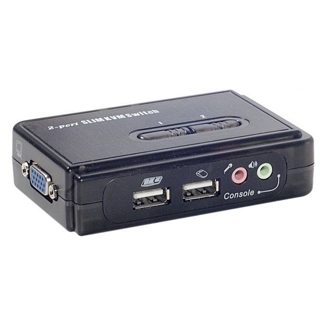 Abi Diffusion - Pocket KVM  2 ports USB + AUDIO auto alimenté câble inclus - Switch KVM