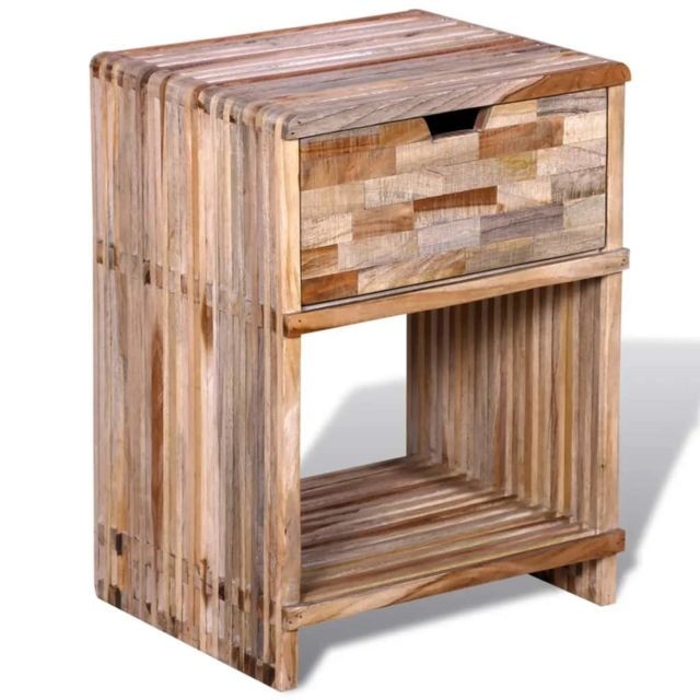Vidaxl - vidaXL Table de chevet avec tiroir Bois de teck recyclé - Chevet Bois