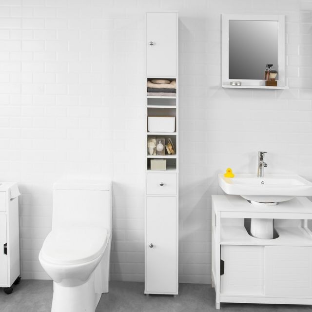 Sobuy - SoBuy BZR34-W Meuble de Rangement Salle d Bain Meuble Colonne Armoire de Toilette Meuble WC - Salle de bain, toilettes