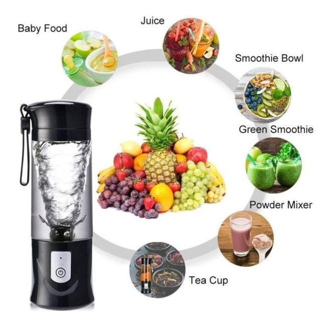 Blender Portable Mixeur des Fruits rechargeable avec USB, 420ml Mini Blender Pour Smoothie , Milk-shake,Jus de fruits