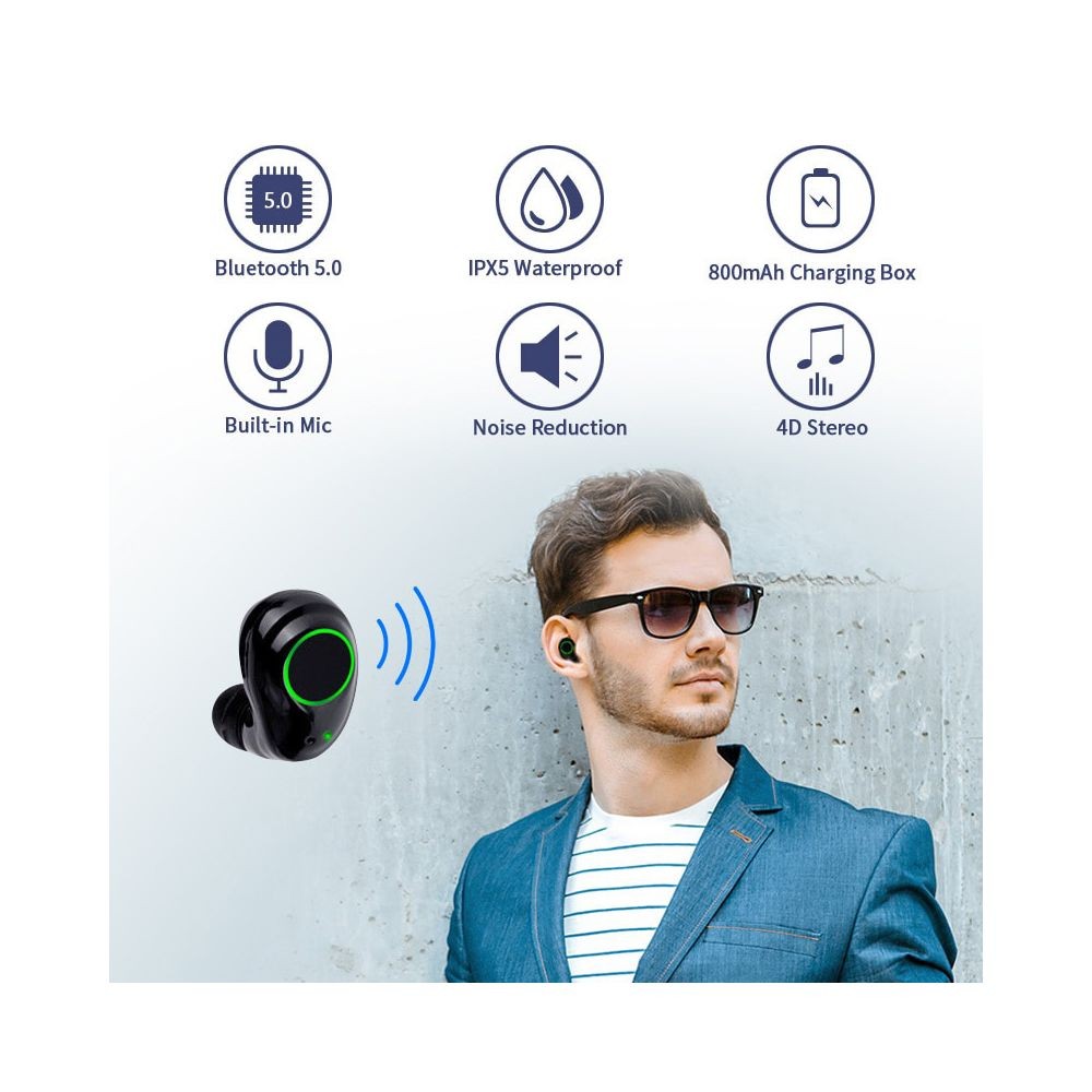 Appels Mains Libres Mini Écouteurs Sans Fil Bluetooth 5.0 Edr Tws Étanches Ipx5 