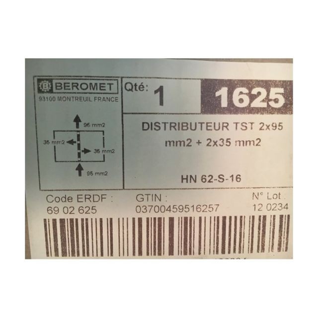 Tableaux nus Beromet BEROMET 1625 - Distributeur TST 2x95mm² + 2x35mm²