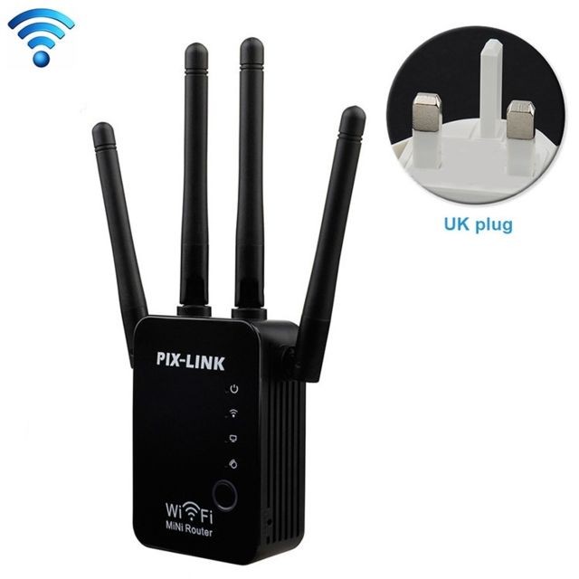 Wewoo - Routeur sans fil Répéteur de WiFi intelligent avec 4 antennes WiFispécification de prise britannique noir - Répéteur Wifi