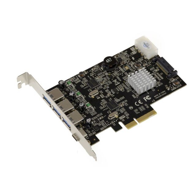 Kalea-Informatique - Carte contrôleur PCIe 4 Ports USB 3.1 SuperSpeed. 3 Ports A + 1 Port C. Dual Core, avec Bande PASSANTE 20G - Carte Contrôleur USB