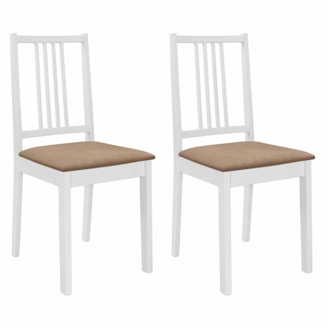 Helloshop26 - Lot de deux chaises à dîner avec coussins 2 pcs blanc caoutchouc solide 1902096 Helloshop26  - Salon, salle à manger