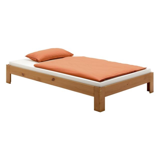Idimex - Lit futon THOMAS, en pin massif, 100 x 200 cm, lasuré couleur campagne - Futons