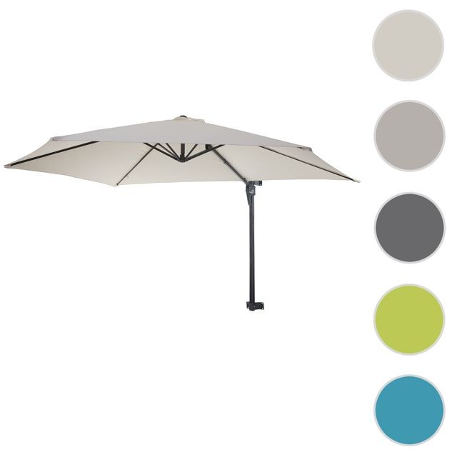 Parasols Mendler Parasol de mur Casoria, parasol déporté pour balcon ou terrasse, 3m inclinable ~ crème