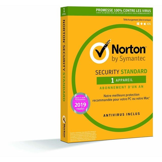 Norton -NORTON SECURITY 2019 STANDARD (1 appareil / 1 an) Norton  - Antivirus et Sécurité