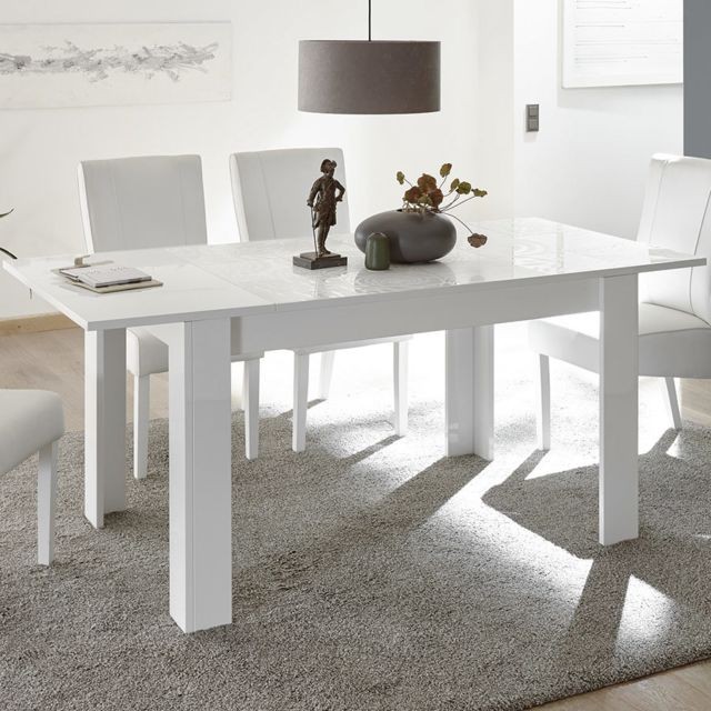 Kasalinea - Table extensible 180 cm blanc laqué design NERINA - Kasalinea