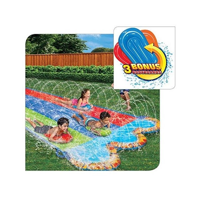 Jeux de plage Banzai Banzai Triple Racer  16 Ft Water Slide-with 3 bodyboards included