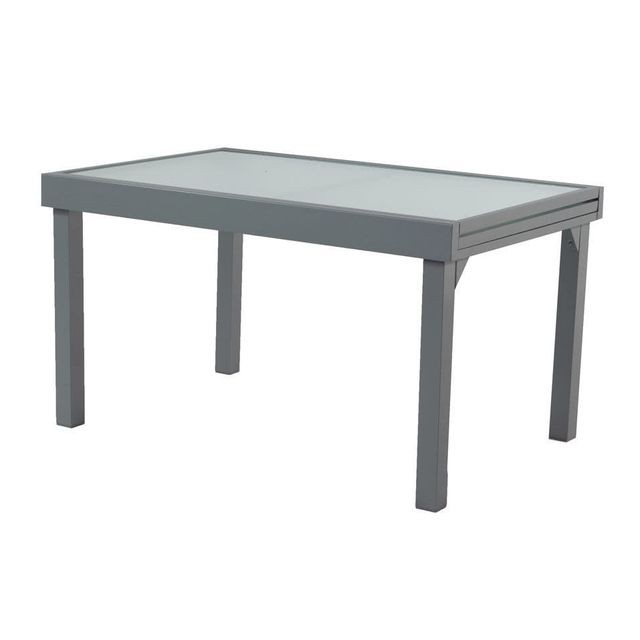 Dlm Table de jardin extensible en aluminium et verre longueur 137/270cm ATELIER