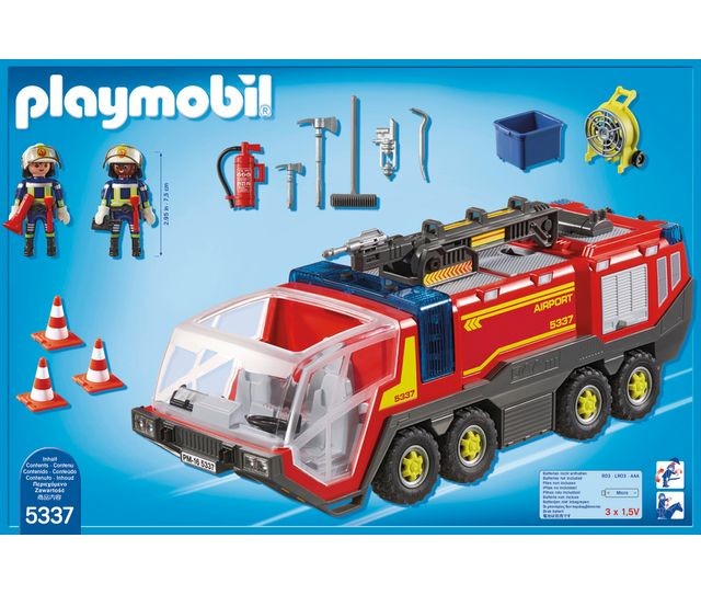 Playmobil Pompiers avec véhicule aéroportuaire - 5337