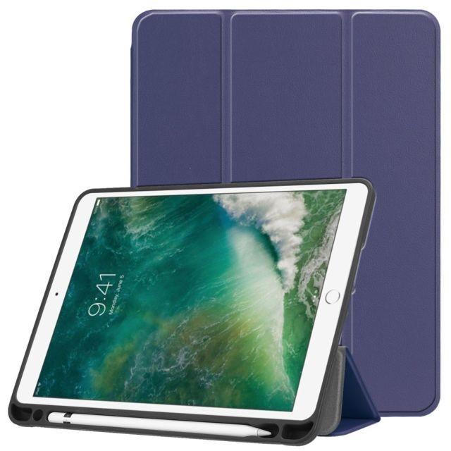 marque generique - Etui en PU trois volets à puce avec fente pour stylo bleu foncé pour votre Apple iPad 9.7 marque generique  - Accesoires ipad