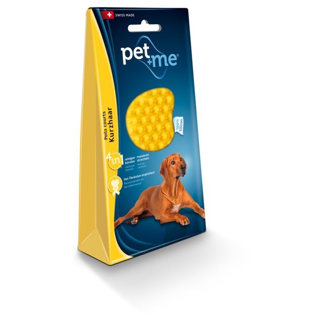 Pet+Me - Brosse Poils Courts pour Chien - Pet+Me - Jaune Pet+Me  - Soin et hygiène rongeur