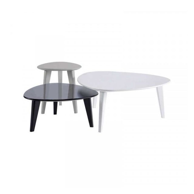 Dansmamaison - Trio de tables basses Blanc/Noir/Gris - LILLE Dansmamaison  - Table basse grise Tables basses