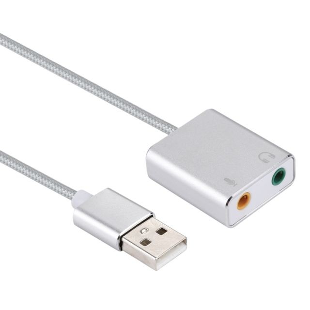 Wewoo Carte Son USB argent pour PC portable Alliage d'aluminium Shell externe USB Virtual 7.1 avec câble de 13 cm