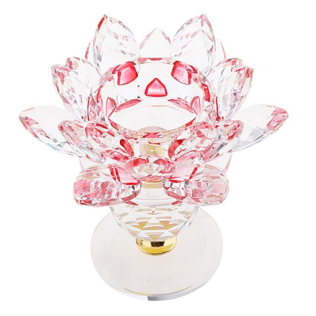 Bougeoirs, chandeliers cristal lotus fleur bougeoir photophore maison feng shui décor rouge