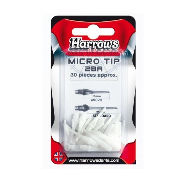 Harrows - 30 pointes de fléchettes Micro Tip blanches Harrows  - Accessoires fléchettes