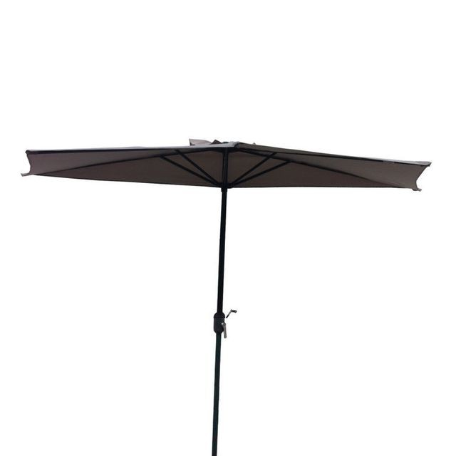 Parasols City Green Demi-parasol de balcon rond D270cm mat en aluminium et toile polyester taupe avec manivelle CUBA