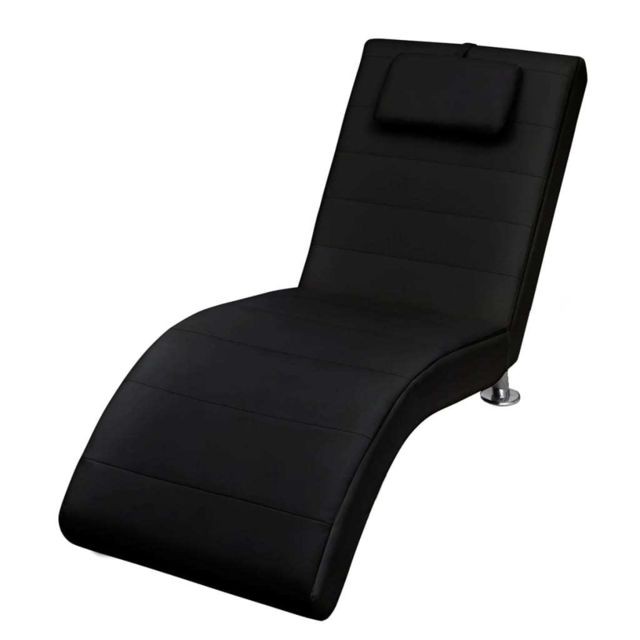 Salons complets Vidaxl vidaXL Chaise longue avec oreiller Noir Similicuir