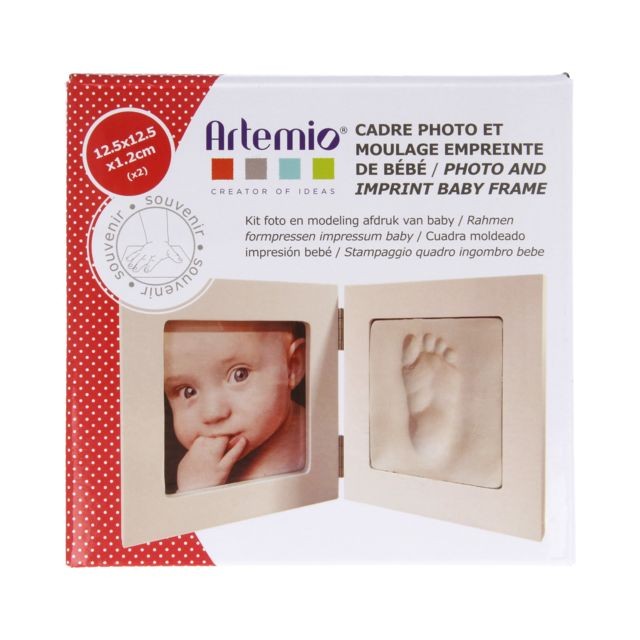 Artemio - Kit moulage empreinte de bébé + Cadre photo 12,5x12,5 cm - Artémio Artemio  - Kit empreinte bébé Cadres, pêle-mêle