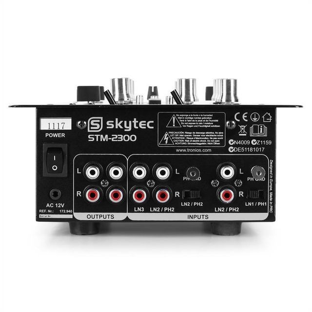 Tables de mixage Skytec STM-2300 Table de mixage 2 pistes USB MP3 EQ Skytec