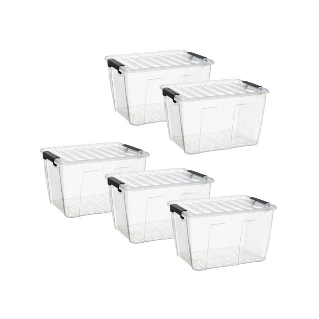 Casame - Boite de rangement en plastique transparent 30 L - Lot de 5 Casame  - Boîte de rangement Transparent