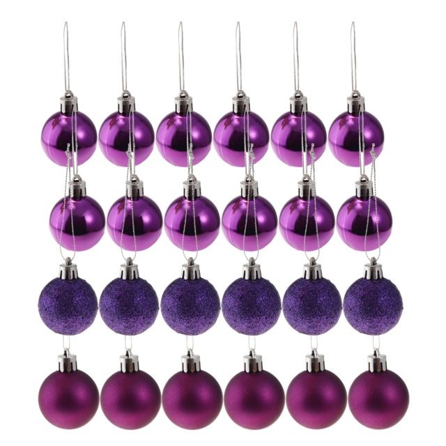 marque generique - 24pcs 4cm joyeux noël ornements boules de Noël arbre suspendus décor violet marque generique  - Figurine Noël Décorations de Noël