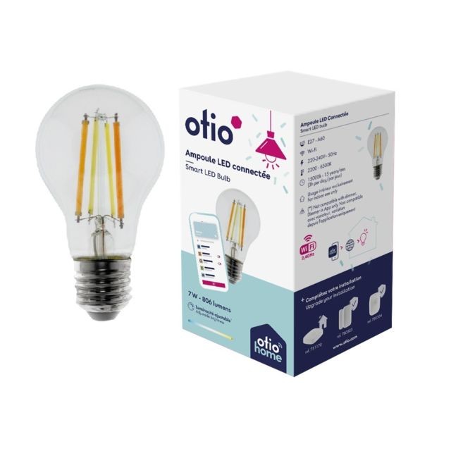 Otio - Ampoule connectée WIFI Filament LED Design A60 E27 7W - Ampoule connectée
