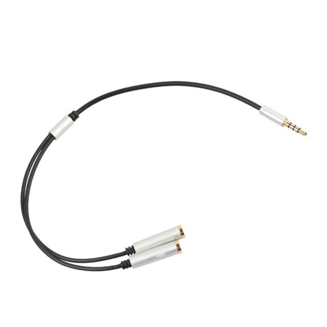 marque generique câble de répartiteur de micro pour casque audio 3,5 mm femelle à 2 double mâle argent