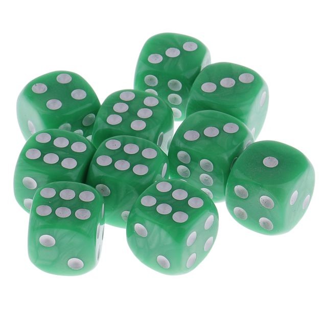 marque generique - 10 pièces en plastique à 6 faces numériques d6 pour le jeu de barre de jeu accessoire vert marque generique  - marque generique