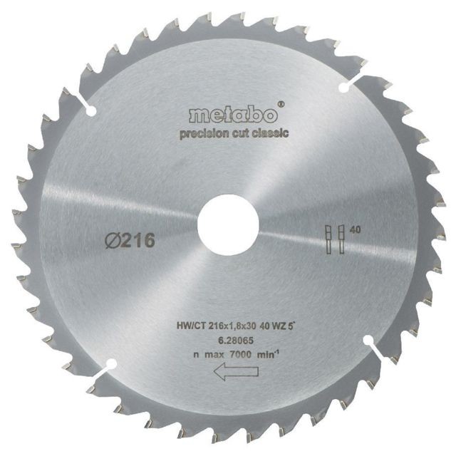 Metabo - Metabo Lames « Classic » pour scies circulaires (semi-)stationnaires, 216 x 1,8 x 30 mm - 62806500 Metabo - Metabo