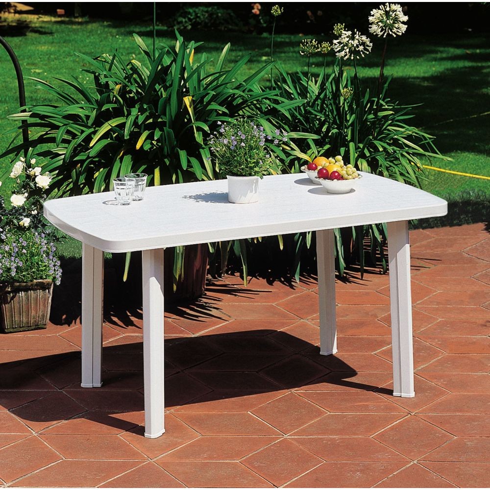 FARO - Table de jardin rectangulaire - Blanc - 909908