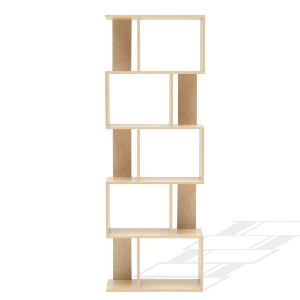 bibliotheque etageres bois beige design moderne 172,5x60x24