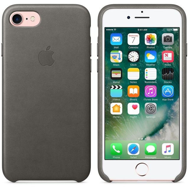 Apple iPhone 7 Leather Case - Gris orage - MMY12ZM/A