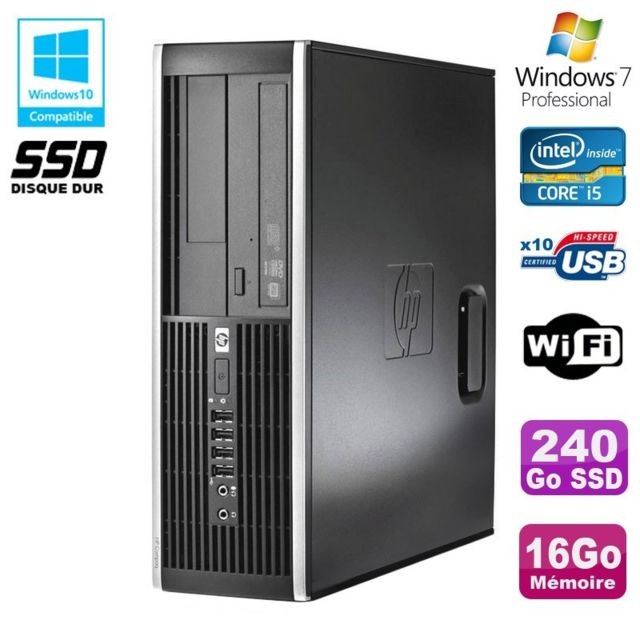 Hp - PC HP Elite 8300 SFF Core I5 3470 3.2GHz 16Go 240Go SSD Graveur USB3 Wifi W7 Hp   - PC Fixe Intel core i5