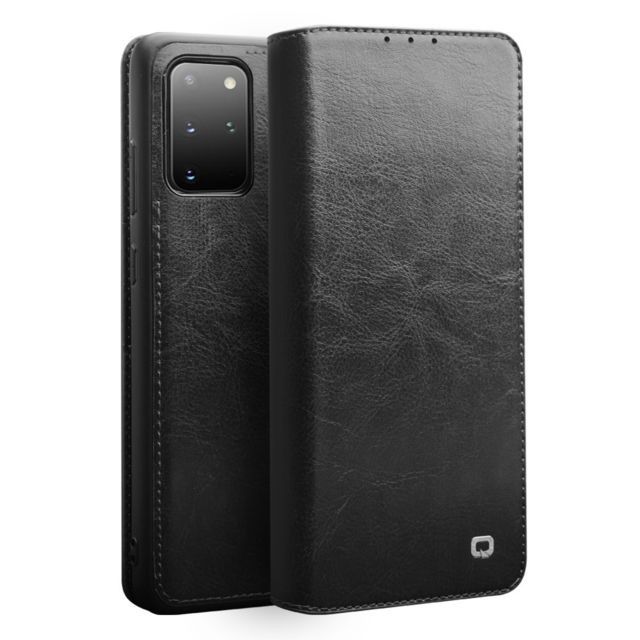 Qialino - Etui en cuir véritable + TPU luxe noir pour votre Samsung Galaxy S20 Plus 5G Qialino  - Accessoires Samsung Galaxy S Accessoires et consommables