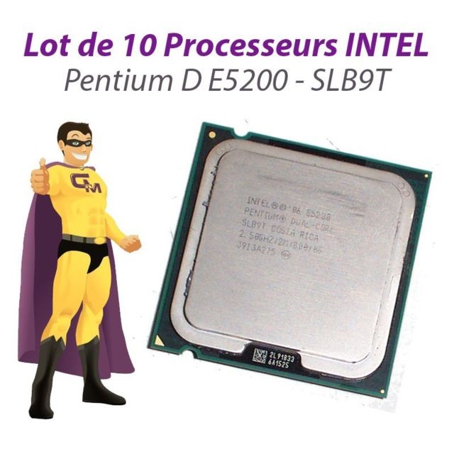 Intel - Lot x10 Processeurs CPU Intel Pentium Dual Core E5200 2.5Ghz 800Mhz LGA775 SLB9T - Processeur INTEL Intel lga 775