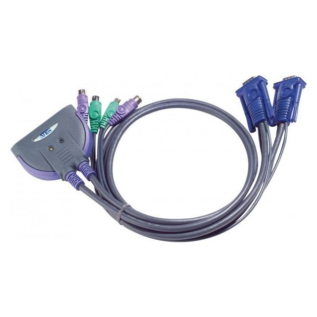 Aten - Aten CS62S Switch kvm 2 ports VGA/PS2 câbles intégrés 90cm - Souris ps2