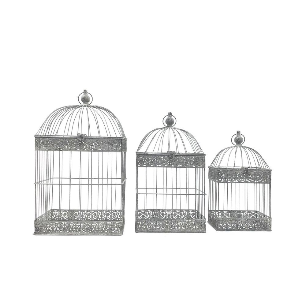 LORIGINALE DECO Cage Oiseaux Bougie Carré Blanc 54 cm x 29 cm x 29 cm 