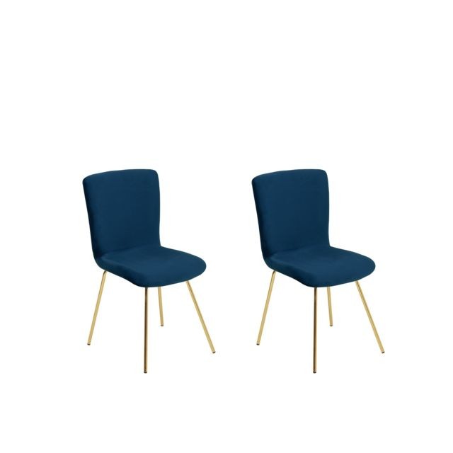 Chaises Beliani Lot de 2 chaises en velours bleu marine RUBIO