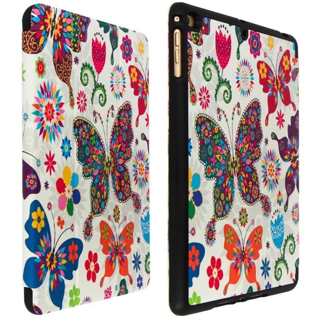 Avizar - Housse iPad 9.7 2017/iPad 5/iPad 2018 Papillons Fleurs Support Vidéo / Clavier Avizar - Coque, étui smartphone Avizar